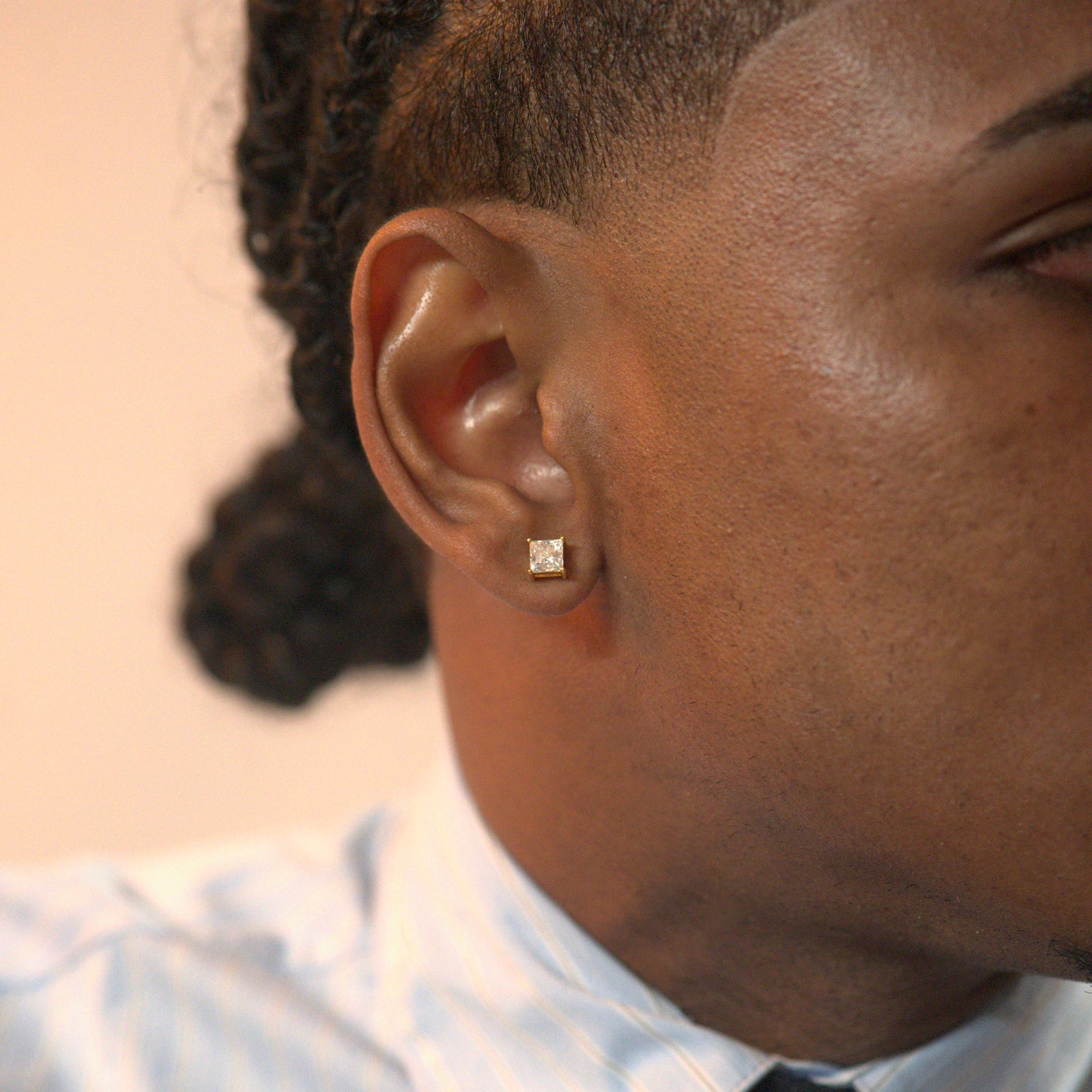 Boucle d'oreille Diamant Carré or jaune S925