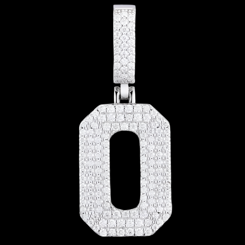 Pendentif chiffre 0 diamant moissanite
