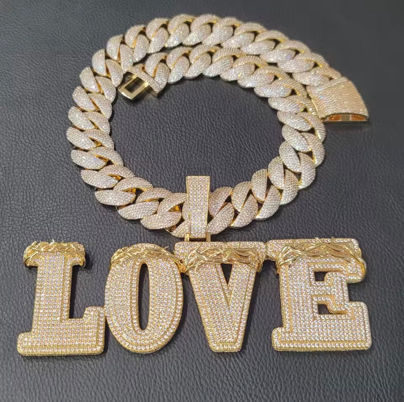 Collier Prénom Pendentif Diamant Lettre Bubble Barbelé Personnalisé Bijouterie Bijoux Diamant Emirice.com