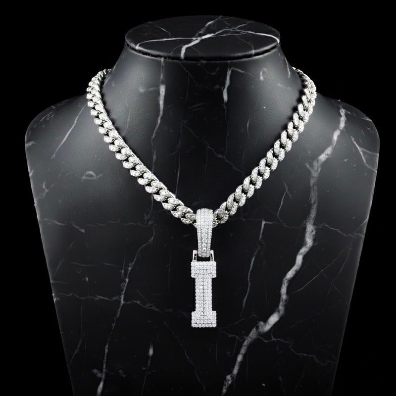 Pendentif lettre I diamant moissanite