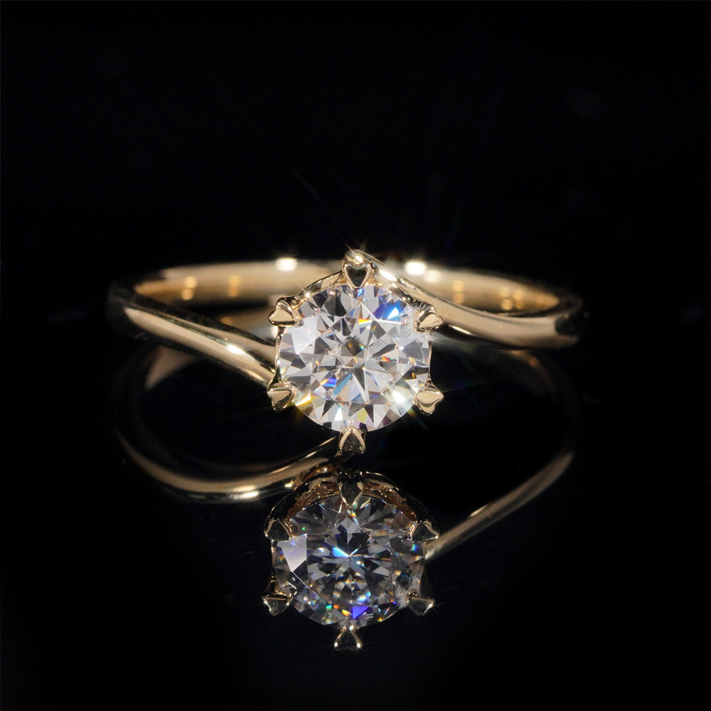 Alliance de fiancailles solitaire diamant laboratoire 1CT