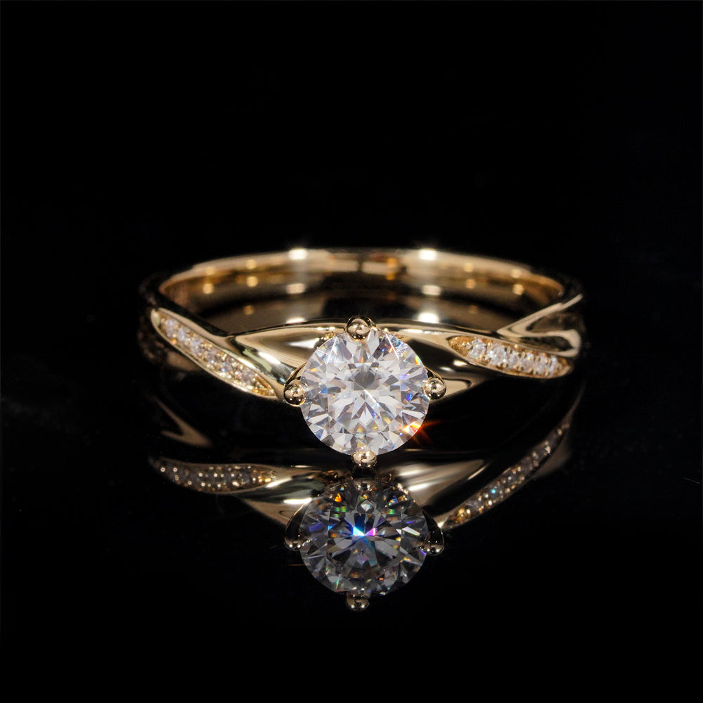Alliance de fiancailles solitaire pavé diamant laboratoire 1CT