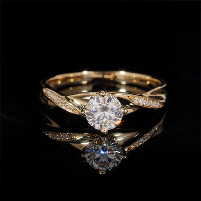 Alliance de fiancailles solitaire pavé diamant laboratoire 1CT