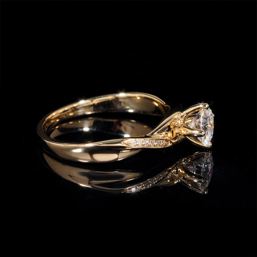 Alliance de fiancailles solitaire pavé diamant moissanite 1CT