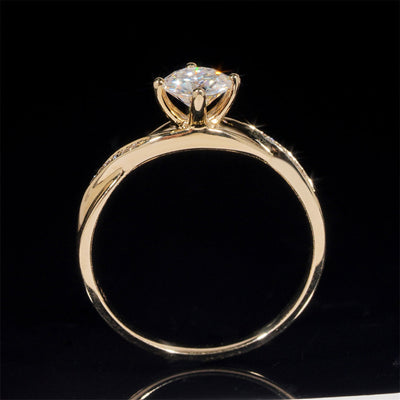Alliance de fiancailles solitaire pavé diamant laboratoire 1CT