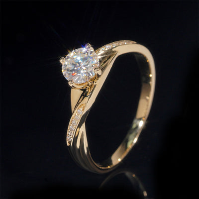 Alliance de fiancailles solitaire pavé diamant laboratoire 1CT