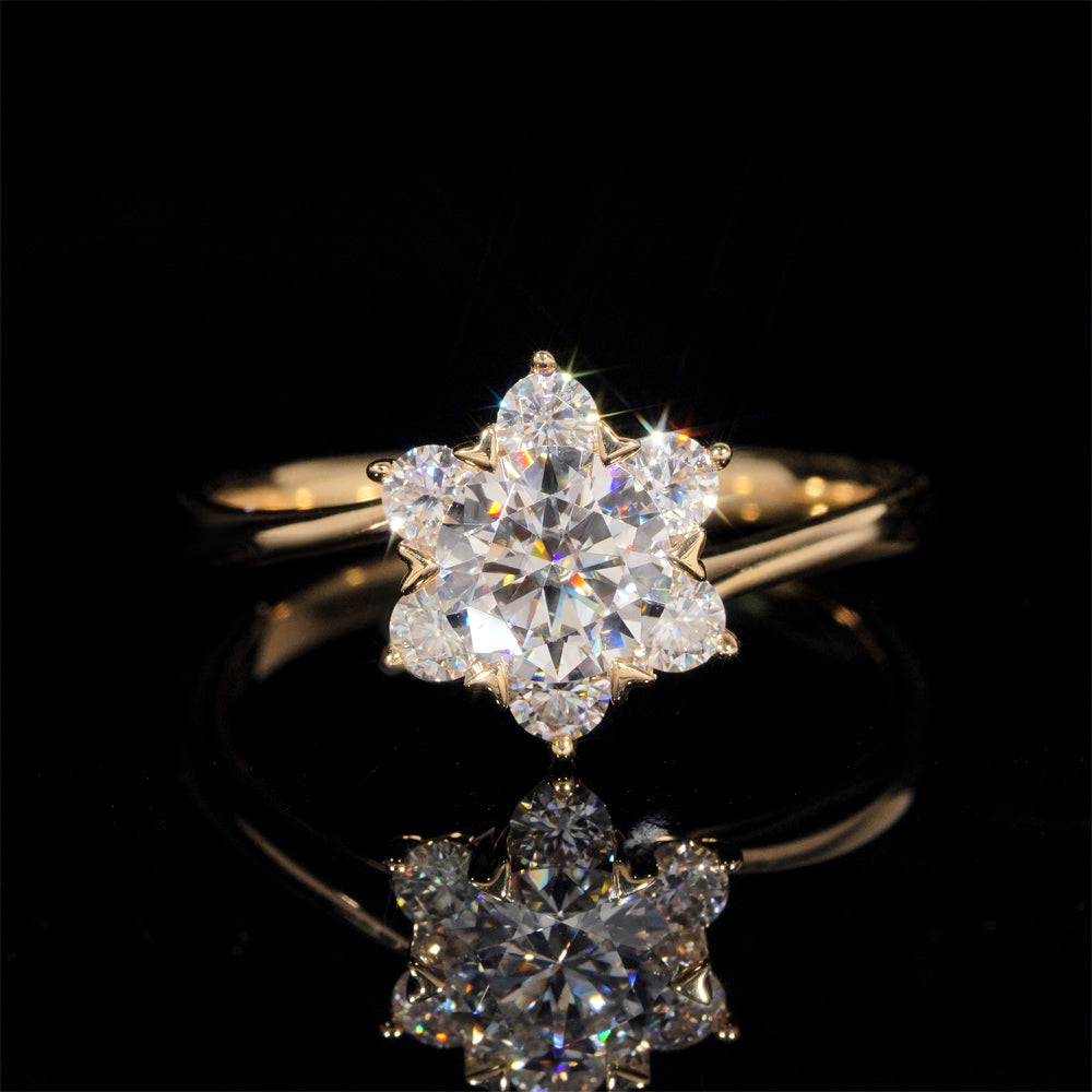 Alliance de mariage fleur diamant laboratoire 1 CT