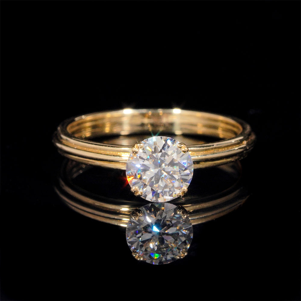 Alliance de mariage solitaire diamant laboratoire 1CT