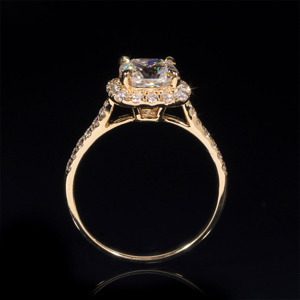 Alliance de mariage solitaire entouré pavé diamant moissanite 1 CT