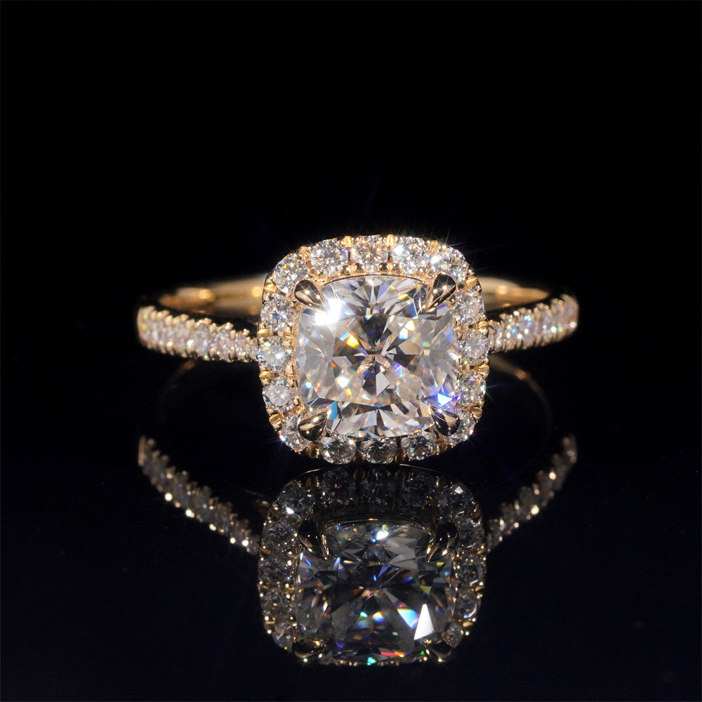 Alliance de mariage solitaire entouré pavé diamant laboratoire 1 CT