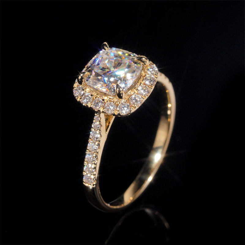 Alliance de mariage solitaire entouré pavé diamant naturel 1 CT