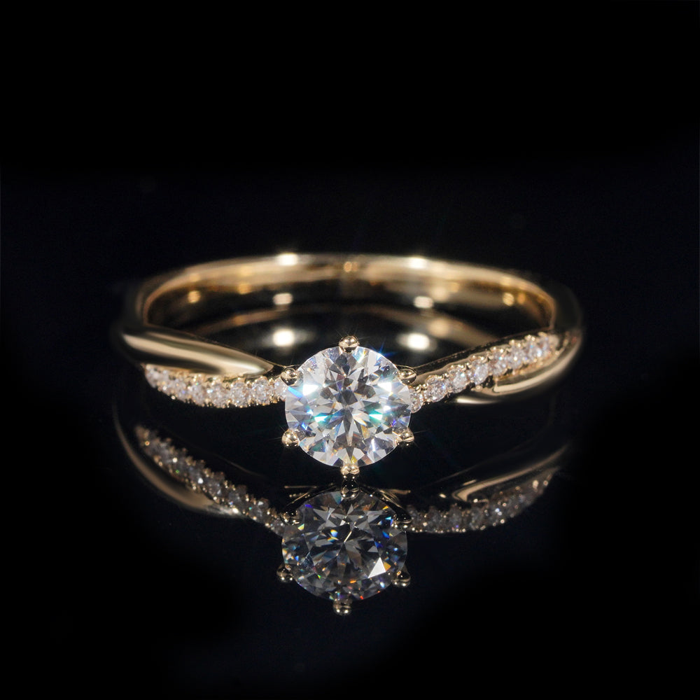 Alliance de mariage solitaire pavé diamant laboratoire 1CT