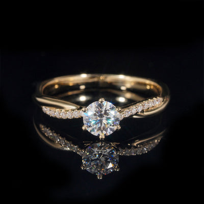 Alliance de mariage solitaire pavé diamant laboratoire 1CT