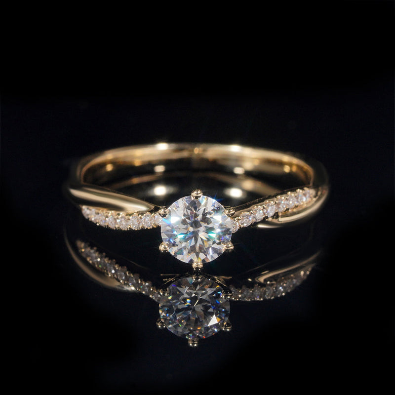 Alliance de mariage solitaire pavé diamant moissanite 1CT - Emirice.com