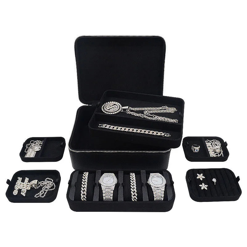 BOITE A BIJOUX CUIR LUXE - NOIR Bijouterie Bijoux Diamant Emirice.com