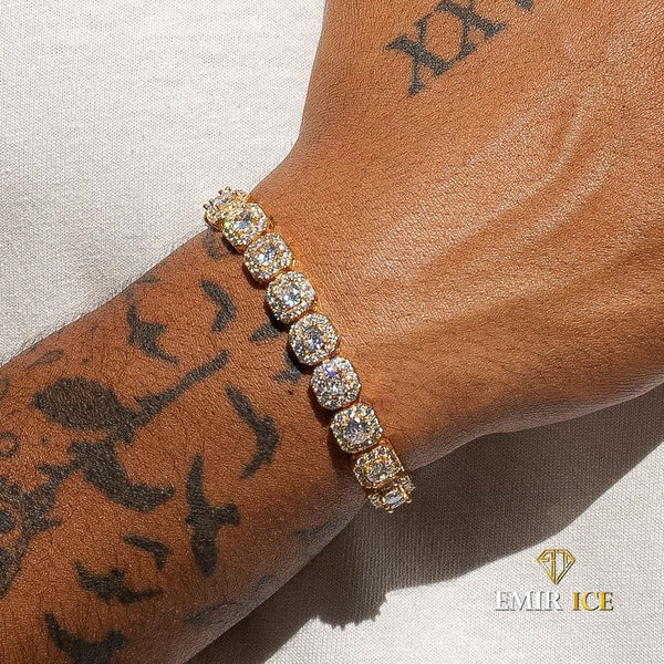 Bracelet De Tennis En Or Jaune 14K (585) Avec Diamants - Longueur 19 Cm, 12 Gr, Occasion #944