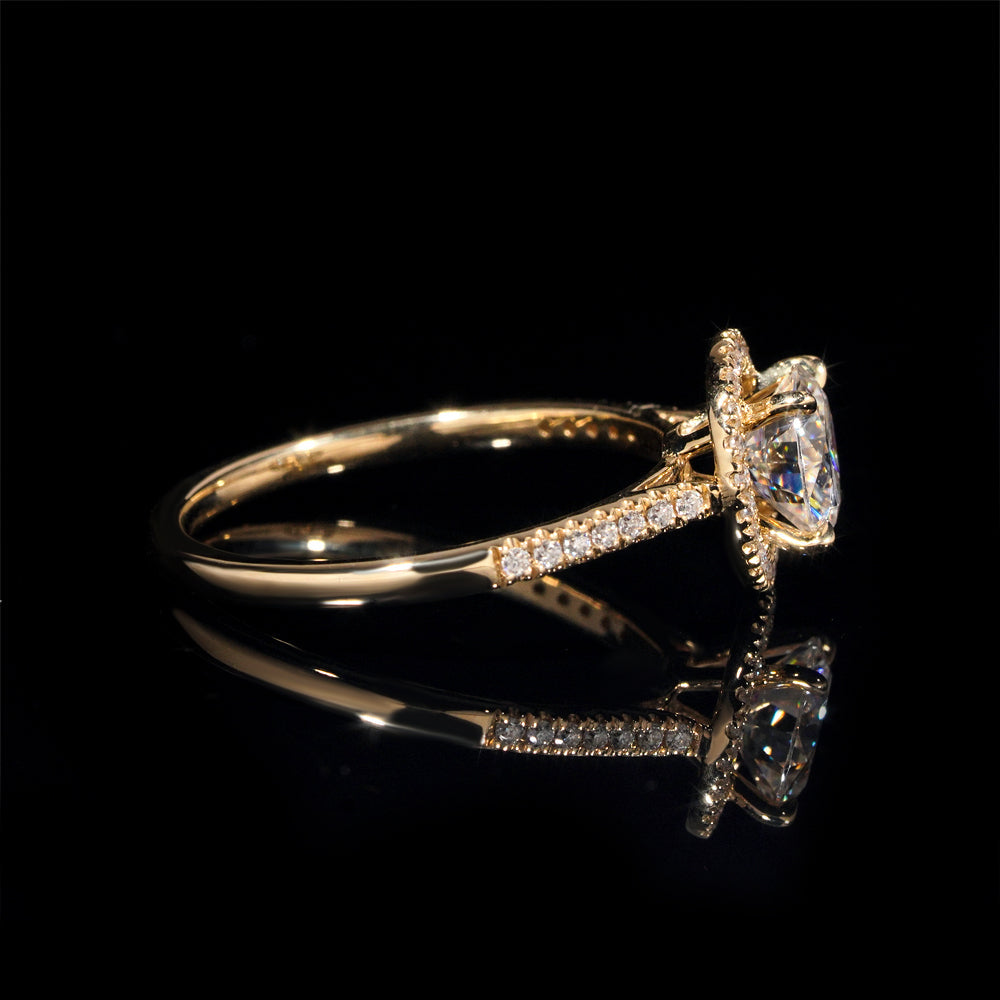 Bague de fiançailles halo pavé diamant laboratoire 1 CT