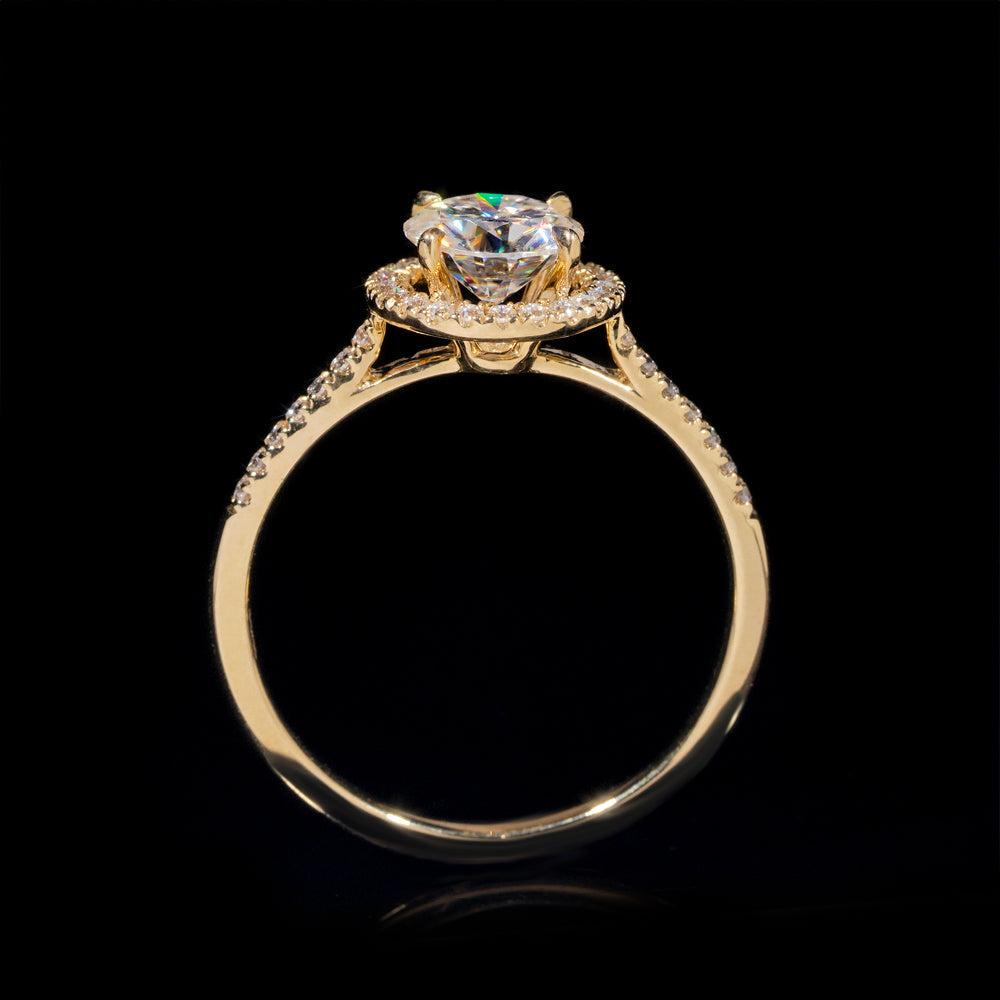 Bague de fiançailles halo pavé diamant laboratoire 1 CT