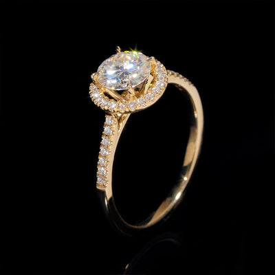 Bague de fiançailles halo pavé diamant laboratoire 1 CT