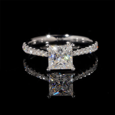 Bague de fiançailles princesse pavé diamant laboratoire 1 CT