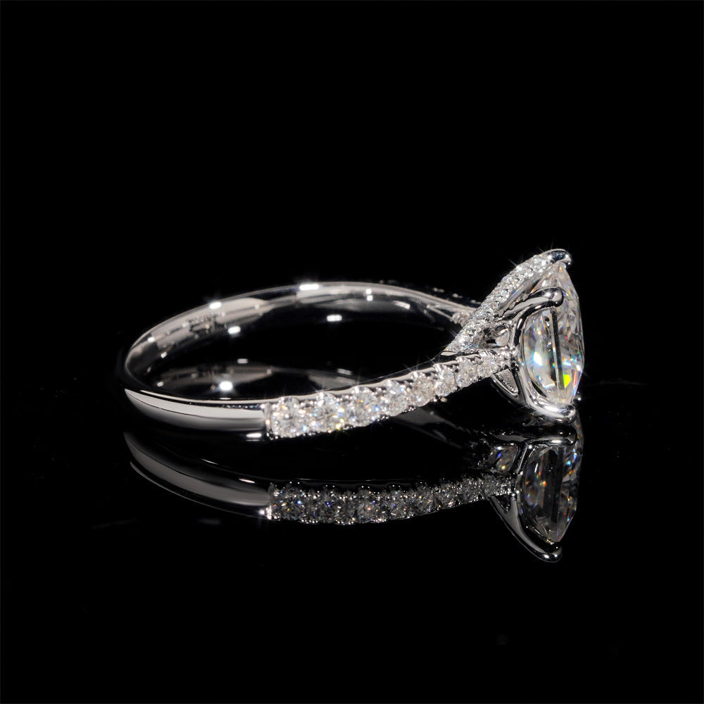 Bague de fiançailles princesse pavé diamant laboratoire 1 CT