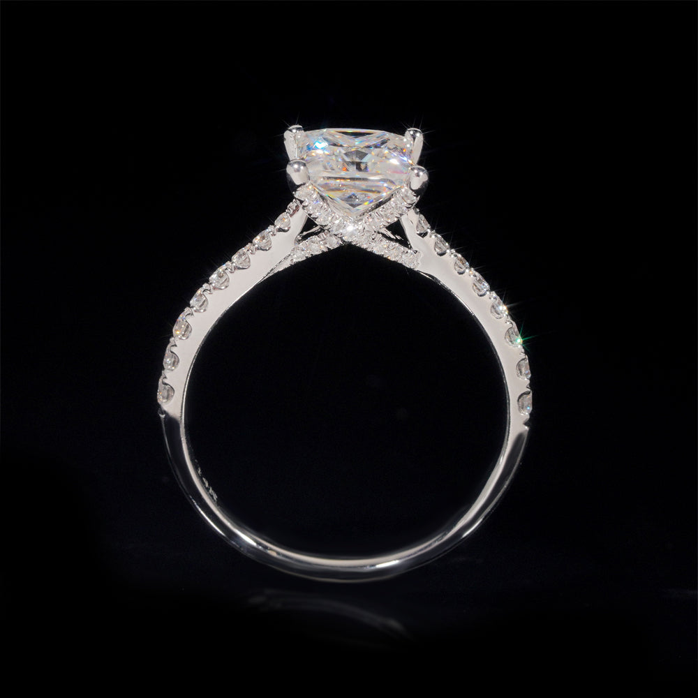 Bague de fiançailles princesse pavé diamant laboratoire 1 CT