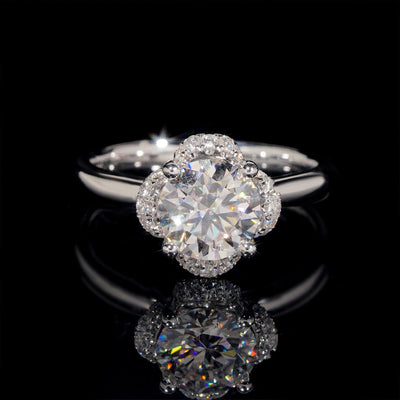 Bague de fiançailles solitaire entouré diamant laboratoire 1 CT