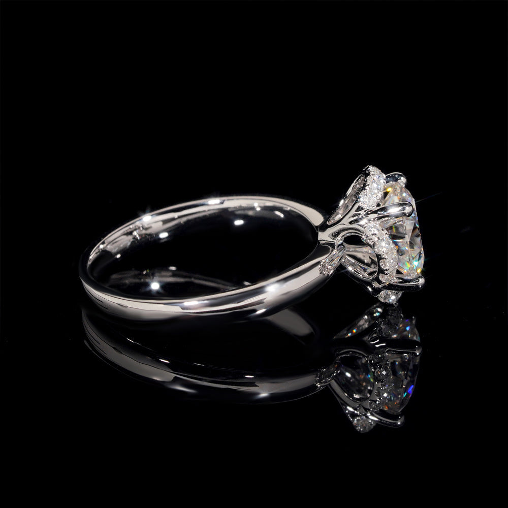 Bague de fiançailles solitaire entouré diamant laboratoire 1 CT