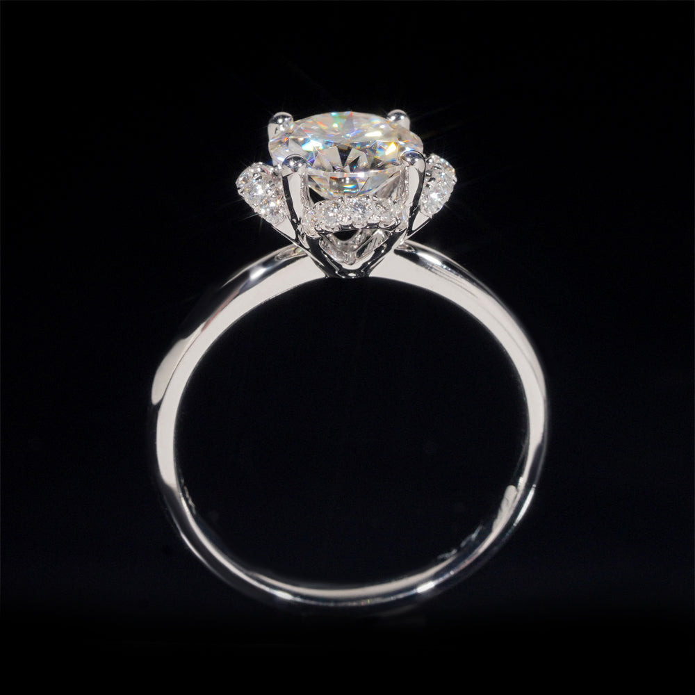Bague de fiançailles solitaire entouré diamant laboratoire 1 CT