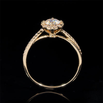 Bague de fiançailles solitaire entouré pavé diamant laboratoire 1 CT