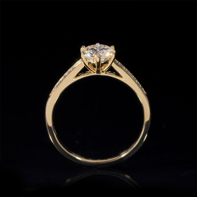 Bague de fiançailles solitaire pavé diamant laboratoire 1 CT
