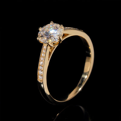 Bague de fiançailles solitaire pavé diamant laboratoire 1 CT