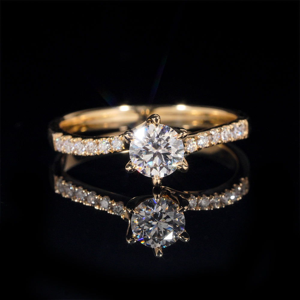 Bague de mariage solitaire pavé diamant laboratoire 1 CT