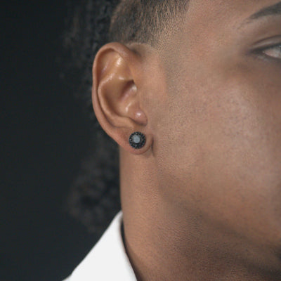 Boucle d'oreille puce diamant noir intense - Emirice.com