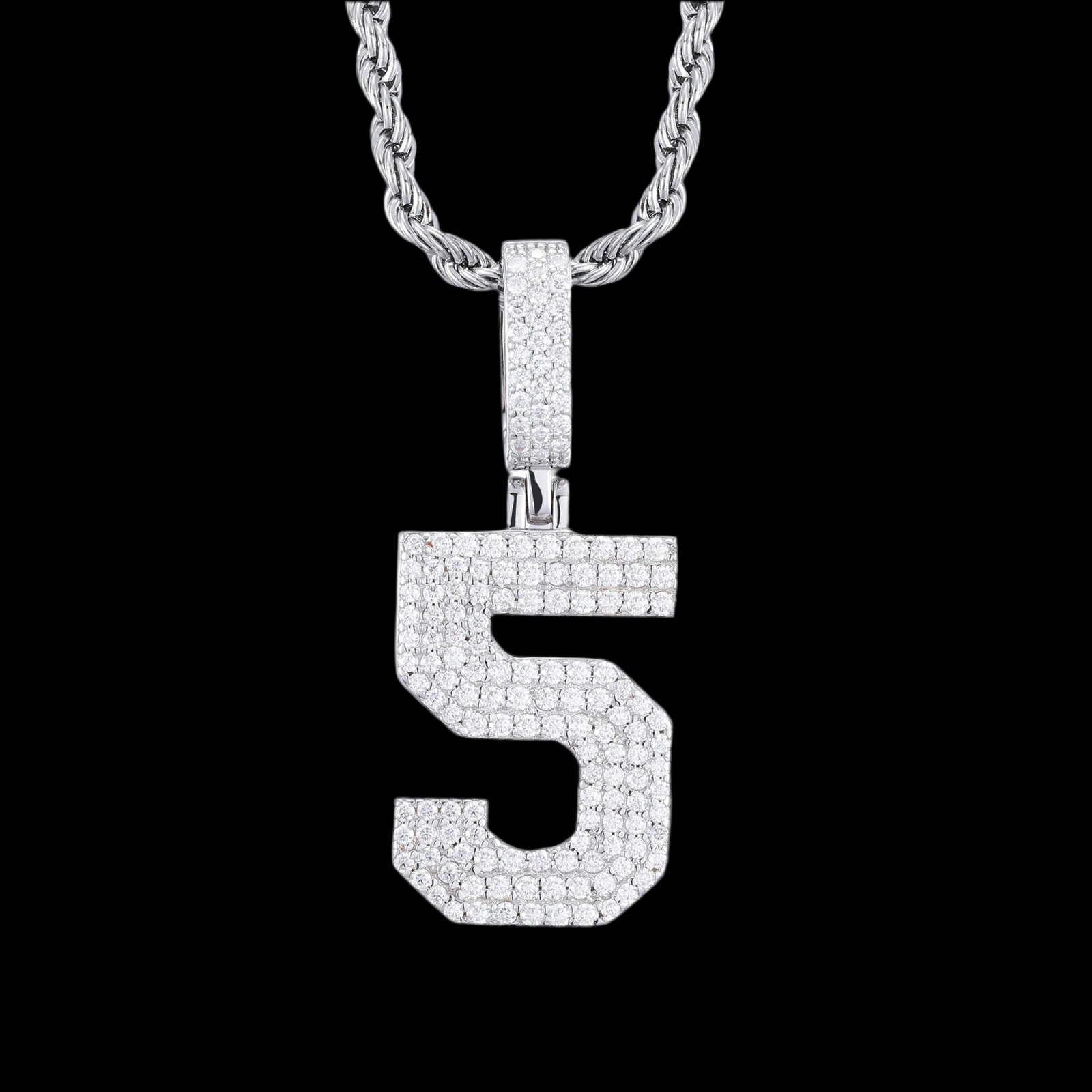 Pendentif chiffre 5 diamant moissanite