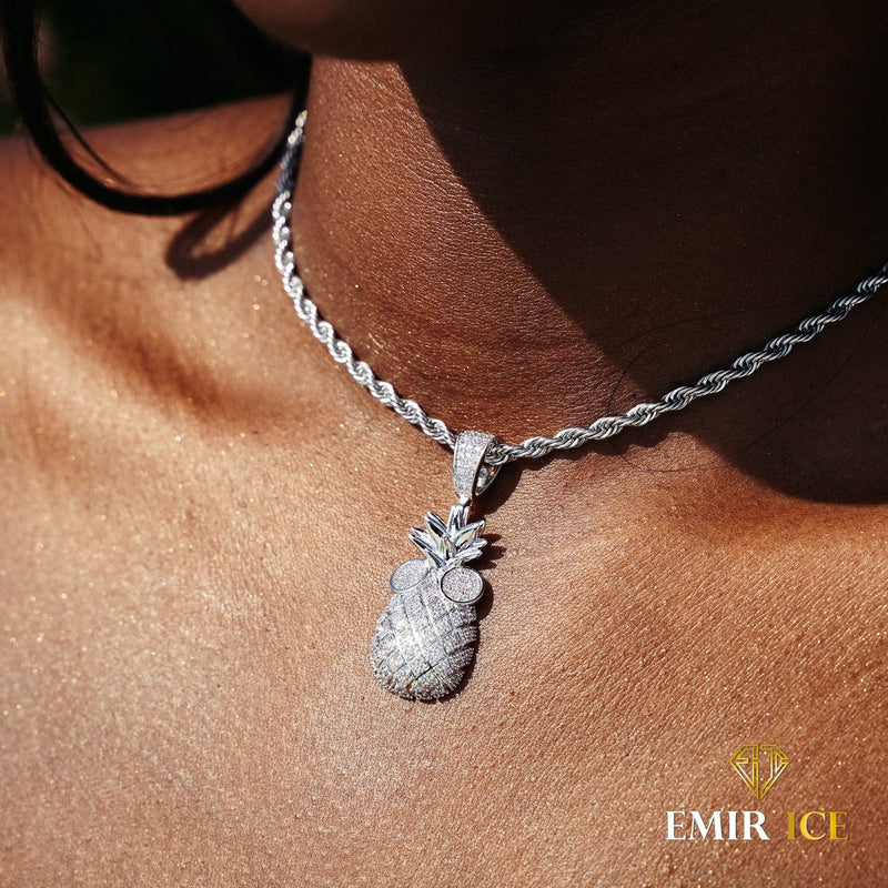 COLLIER PENDENTIF ANANAS DIAMANT FEMME OR BLANC Bijouterie Bijoux Diamant Emirice.com