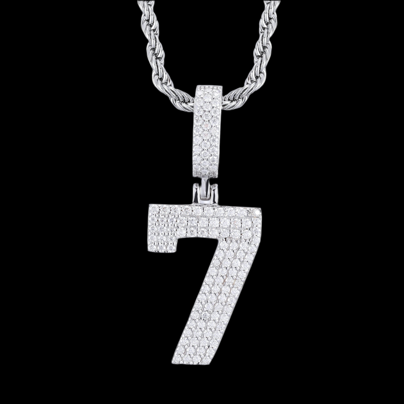 Pendentif chiffre 7 diamant moissanite