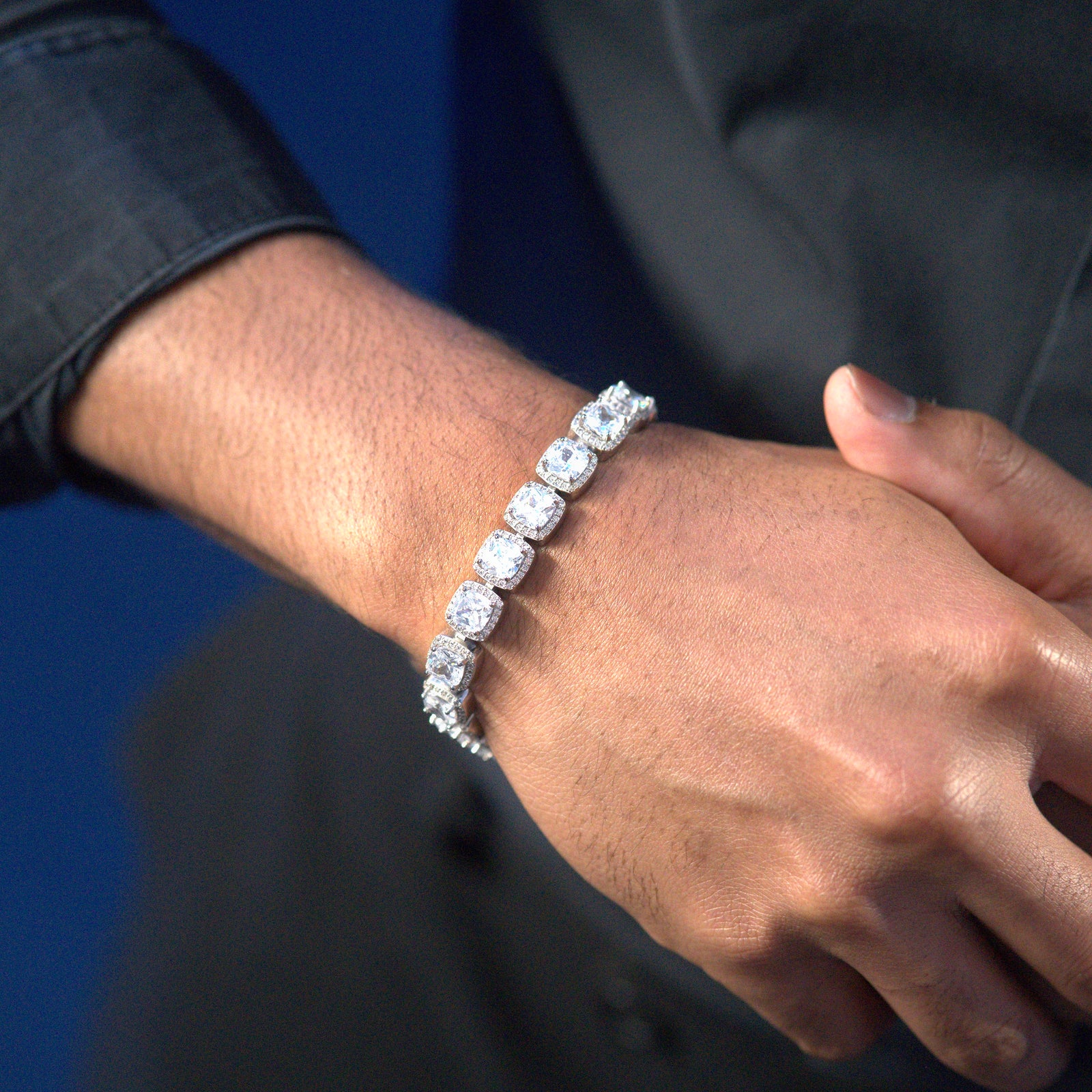 BRACELET CLUSTER TENNIS OR BLANC - 10MM - Emirice.com