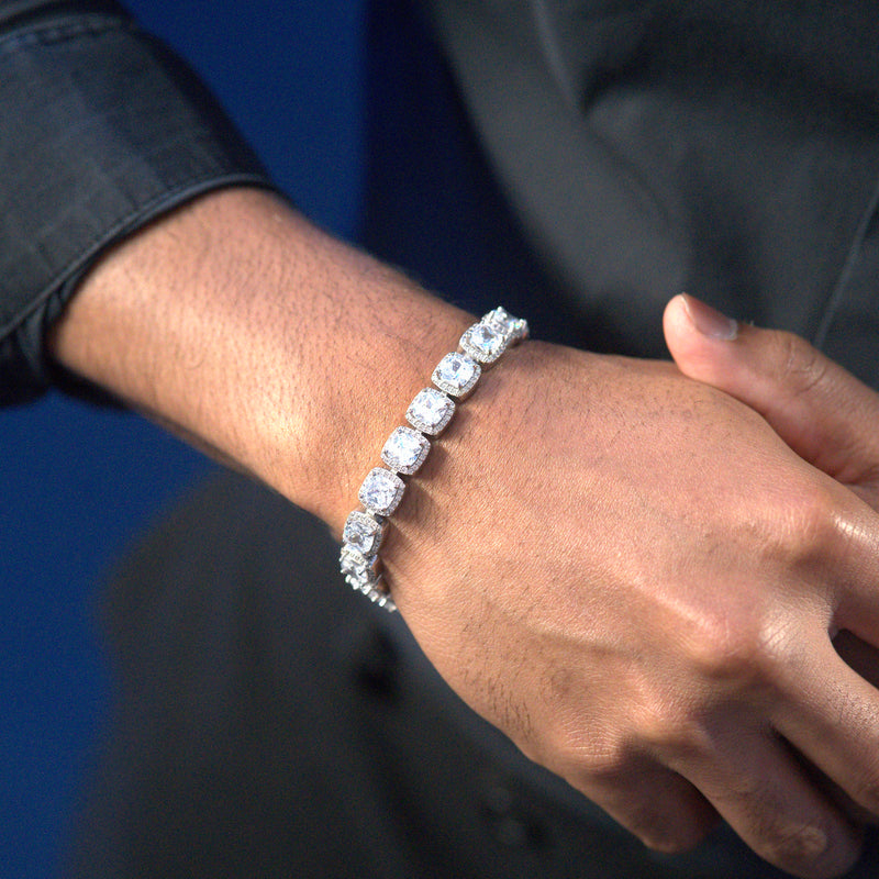 BRACELET CLUSTER TENNIS OR BLANC - 10MM - Emirice.com