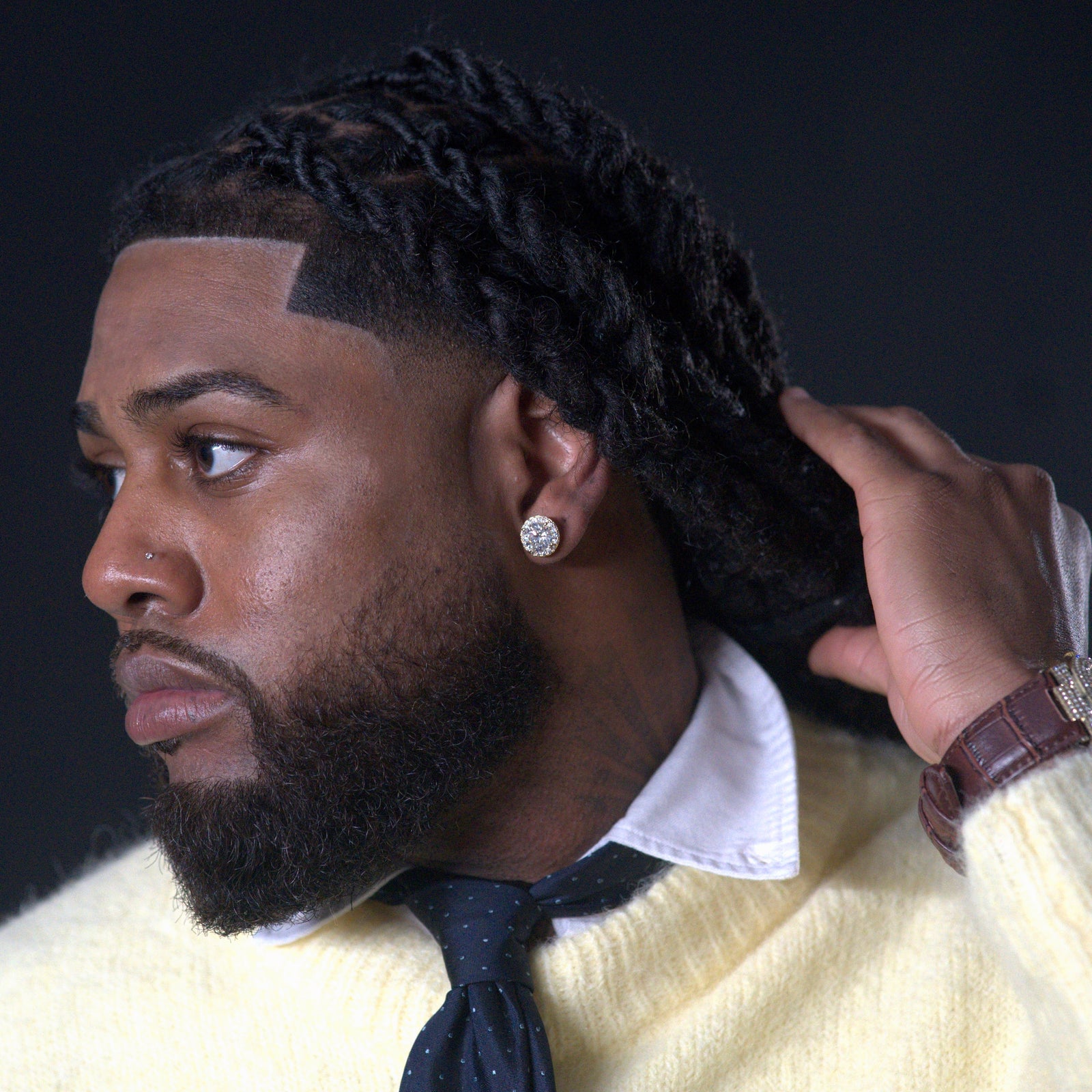 Boucle d'oreille Diamant Rond Stud earrings or jaune S925 - Emirice.com