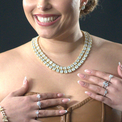 COLLIER CLUSTER TENNIS DIAMANT OR JAUNE - 10MM - Emirice.com