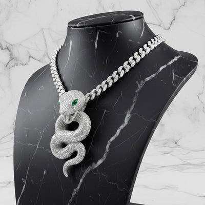 Pendentif serpent diamant moissanite