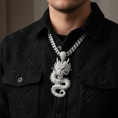 Pendentif dragon diamant moissanite