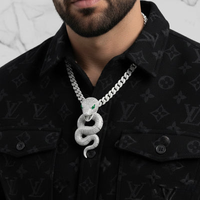 Pendentif serpent diamant moissanite