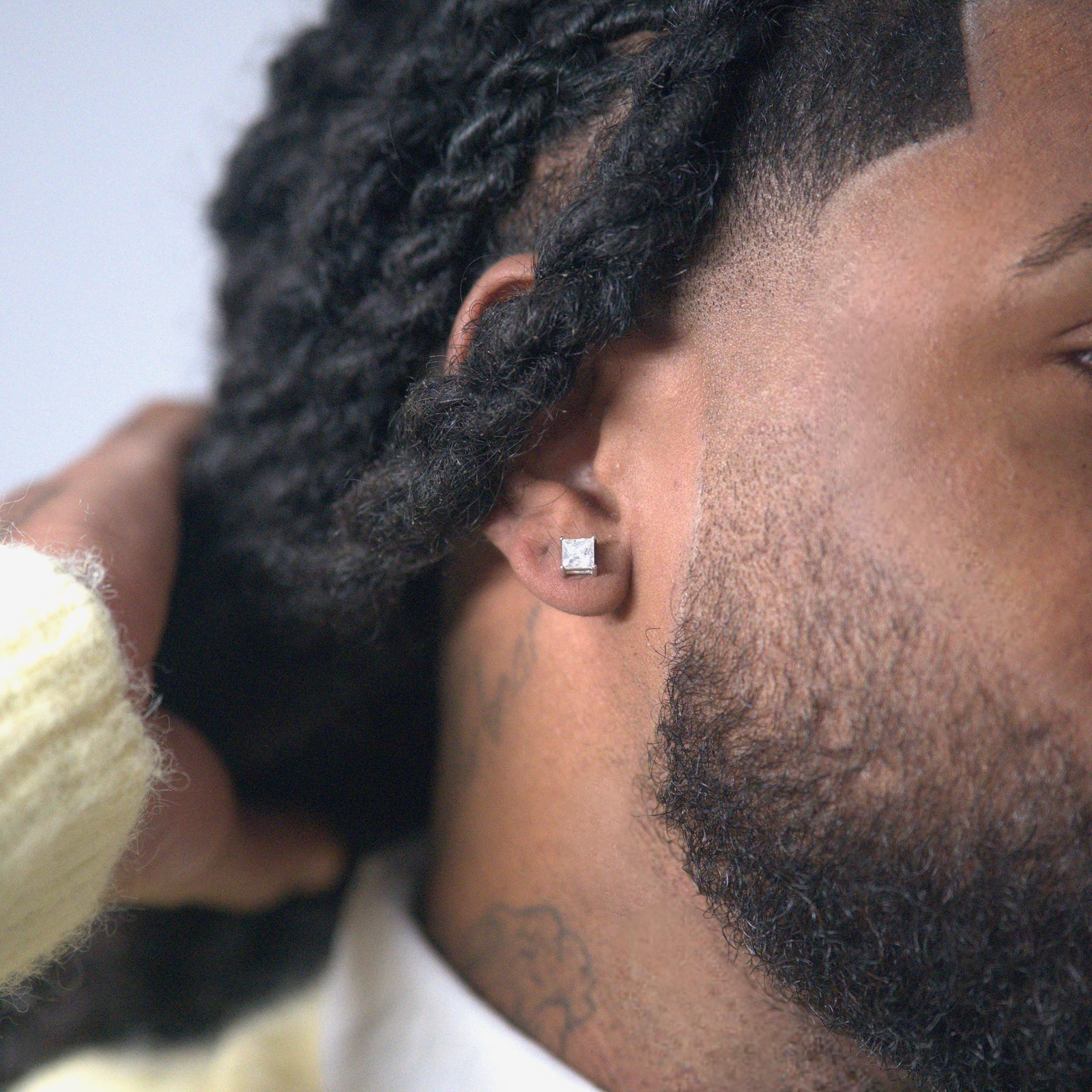 Boucle d'oreille Diamant Carré or Blanc S925