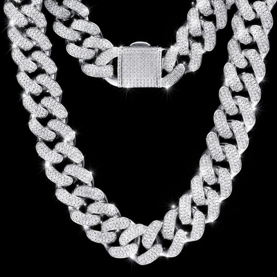 CHAINE CUBAINE- 18MM OR BLANC Bijouterie Bijoux Diamant Emirice.com