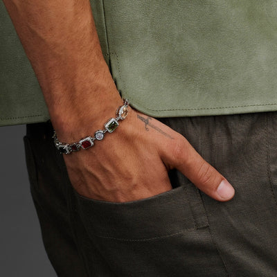 Bracelet gemme pierre multicolore 10mm or blanc - Emirice.com