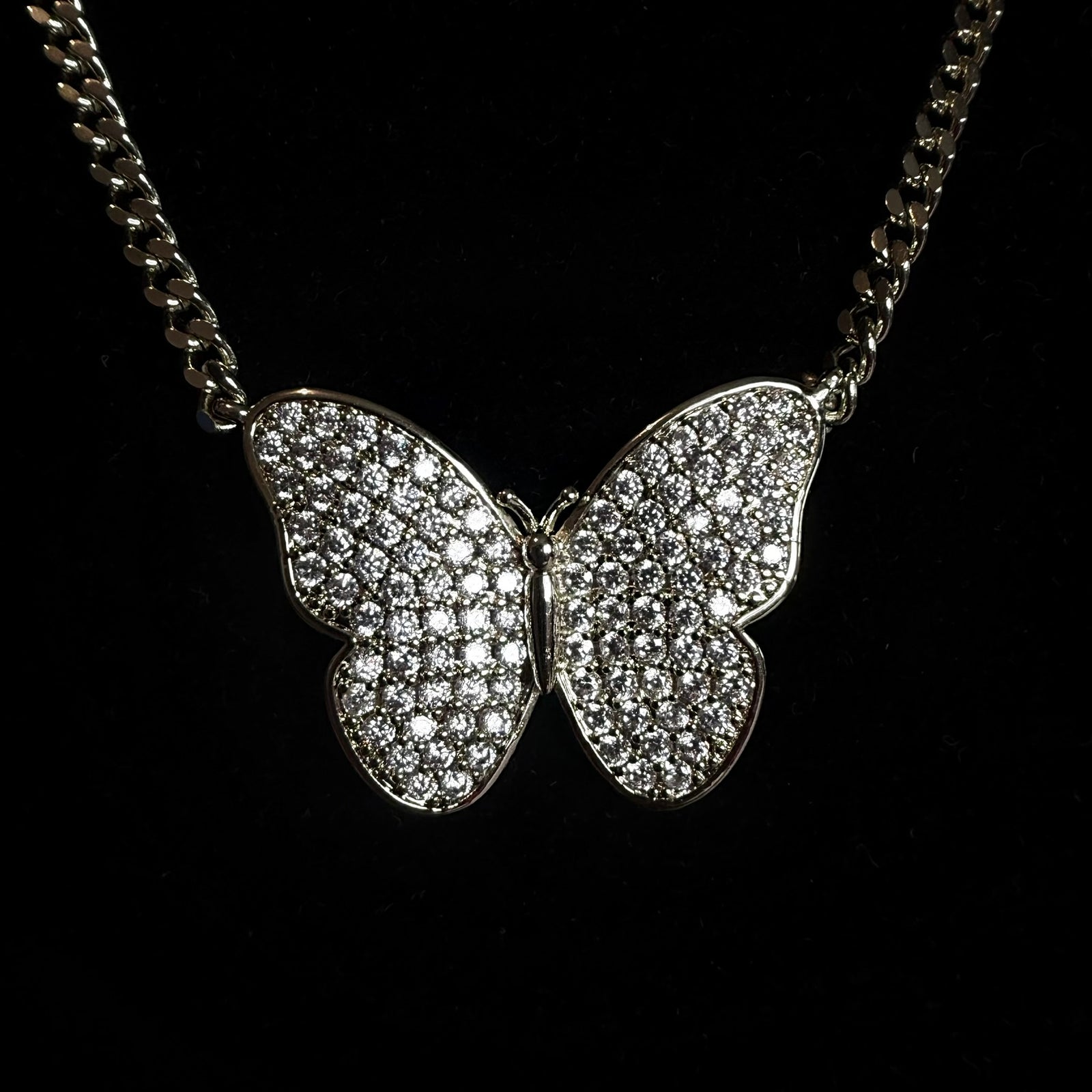 Collier papillon or blanc diamant - Emirice.com
