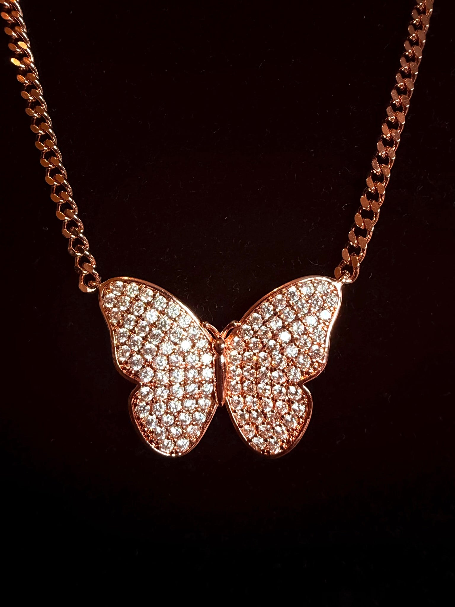 Collier papillon or rose diamant - Emirice.com