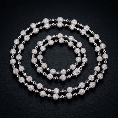 Chaîne Chapelet Boules 8 mm moissanite Femme - produit seul - Emir ICE
